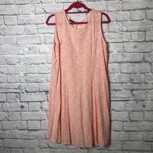 Basic Editions Sleeveless Back Keyhole Button Floral Print Dress Orange/white XL